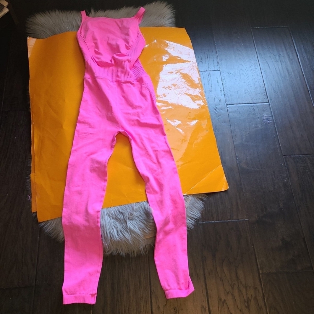 Nwot! Free People Movement Good Karma High Neck Onesie Pink Berry View 3